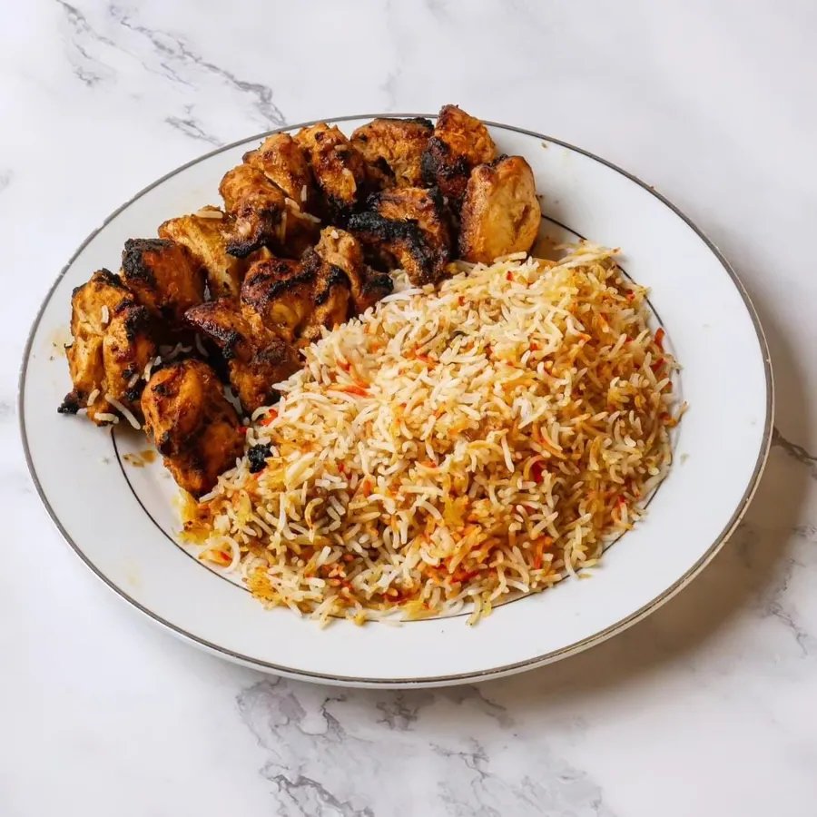Chicken tikka biryani from BBQ Toni8ht, a halal Pakistani restaurant in Pompano Beach